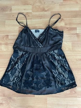 Spitzen Top schwarz-beige, Vero Moda, Neuwertig, Grösse M