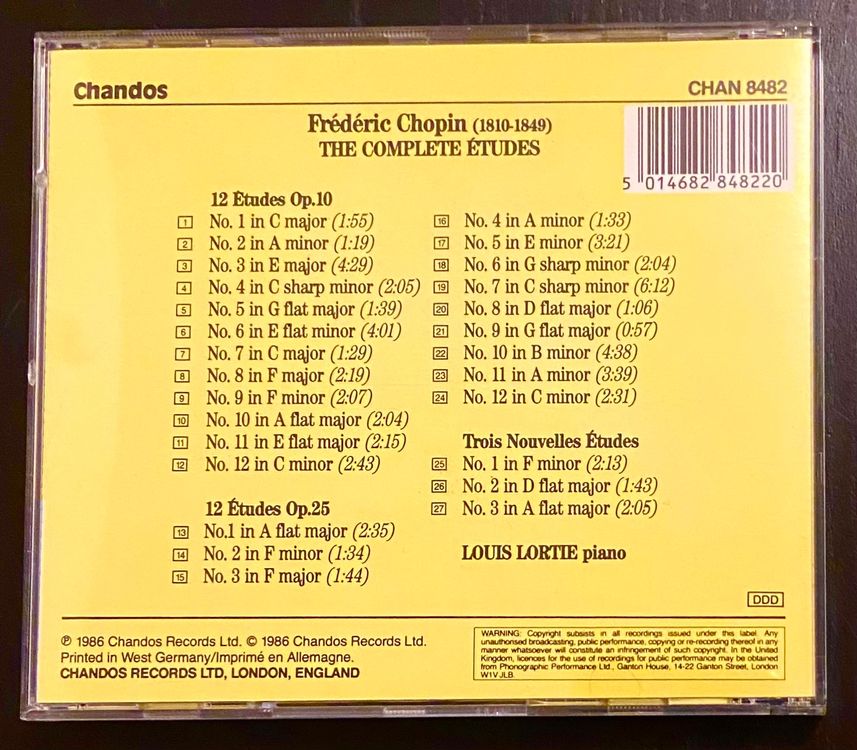 Louis Lortie Cd Chopin - The Complete Études • Piano 