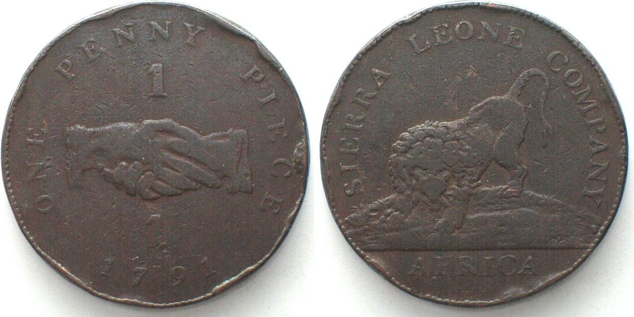 Tutti le monete: SIERRA LEONE 1 Penny 1791 Kupfer – Usato da Riehen venduto da sesambestcoins2004