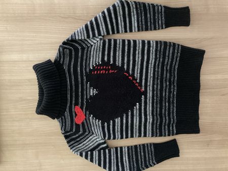 Pull à col roulé Desigual rayé noir et blanc