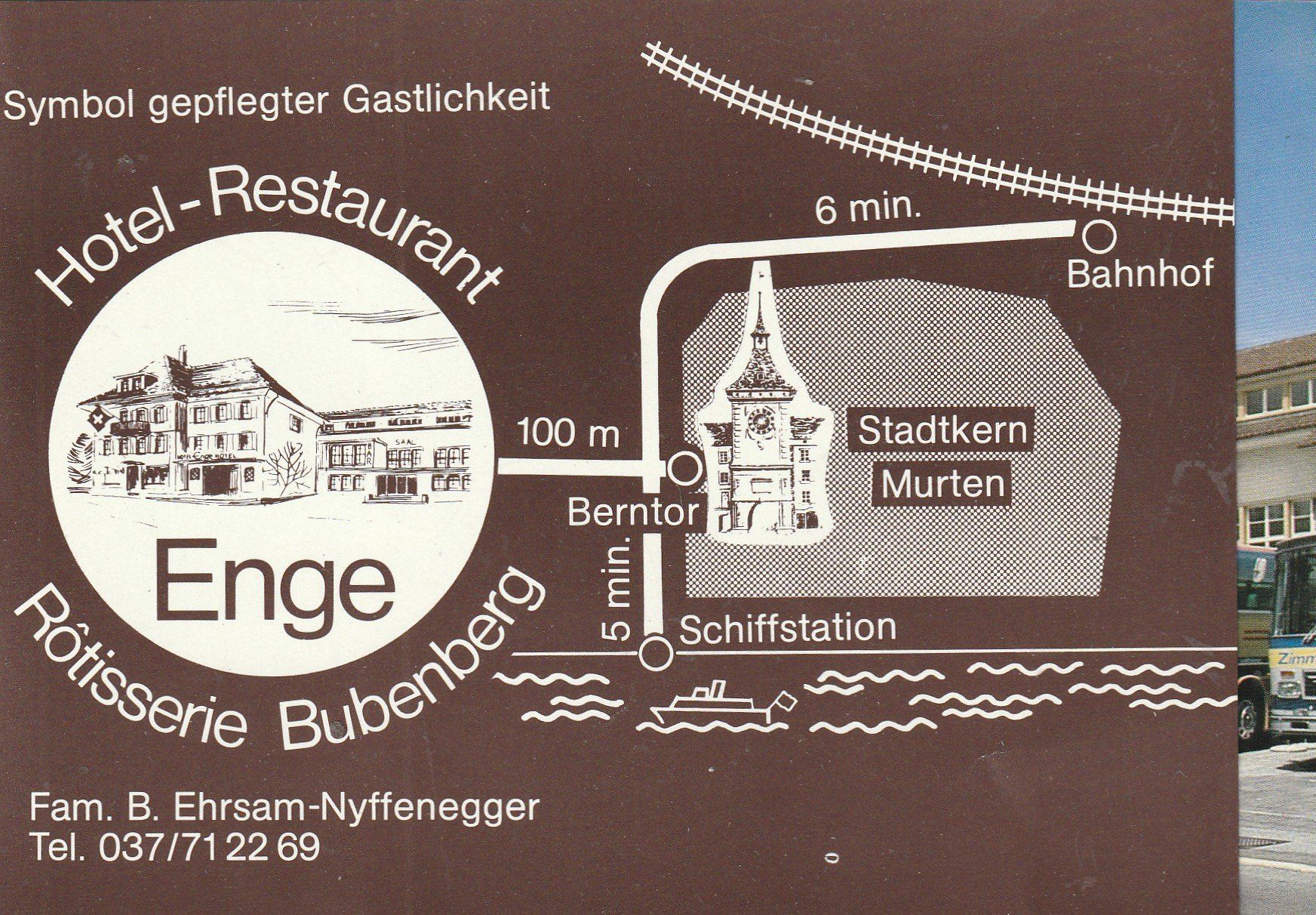 Cartoline postali: Hotel Enge Murten Ansichtskarte mit Oldteimer Cars – Usato da Rupperswil venduto da Ema10 1
