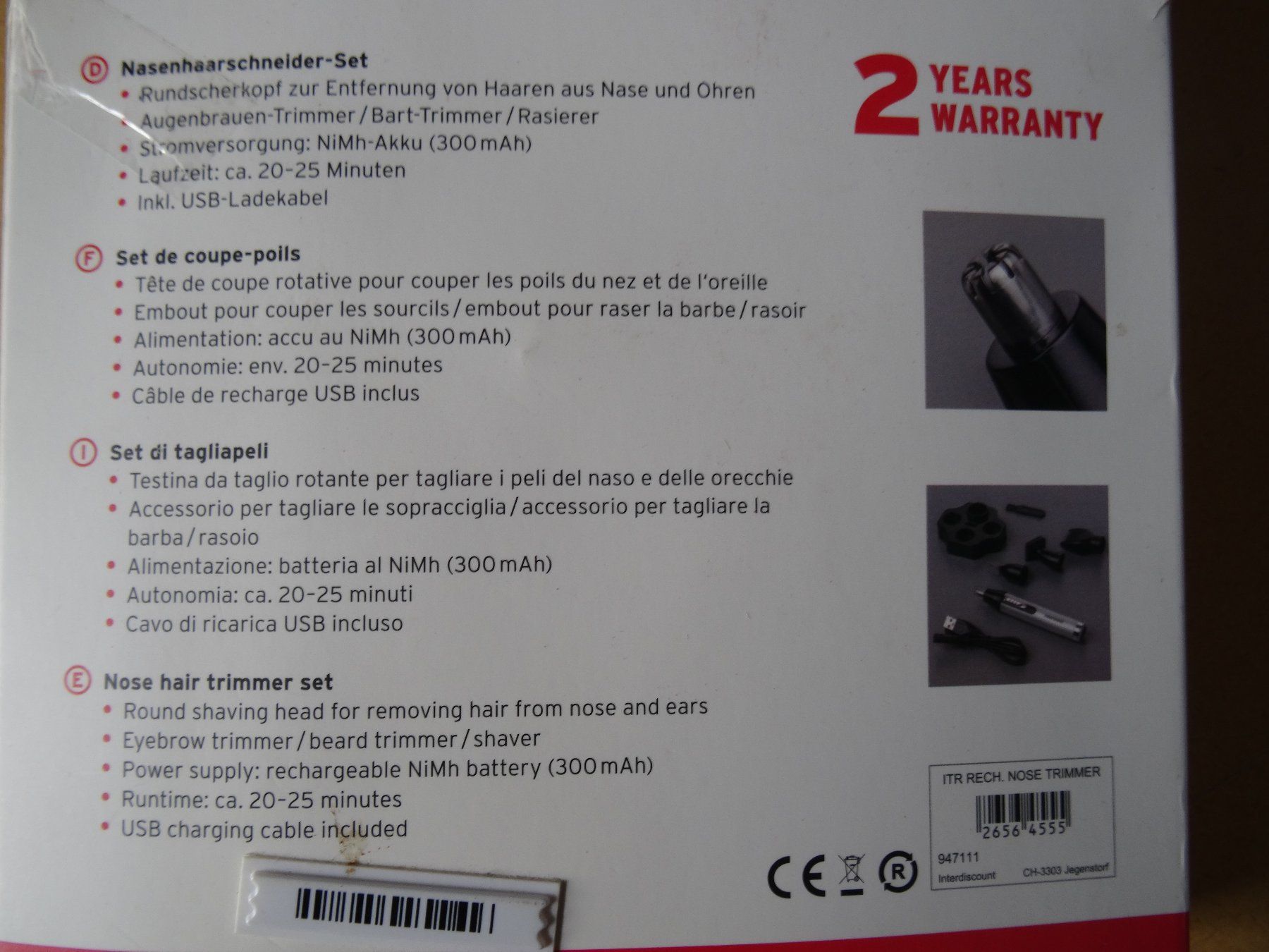 Taglio: Intertronic Nasenhaar-Schneider-Set – Nuovo (secondo la descrizione) da Brügg BE venduto da TSP02 1