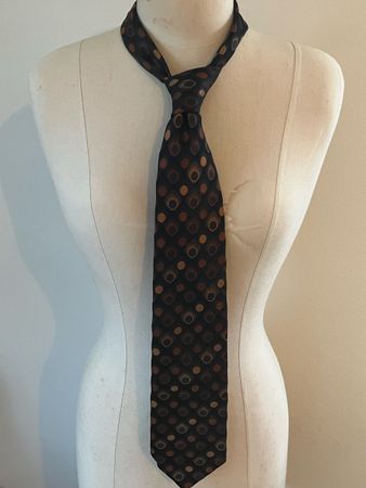Vintage Krawatte Alberto Fabiani Seide Rost Schwarz Punkte