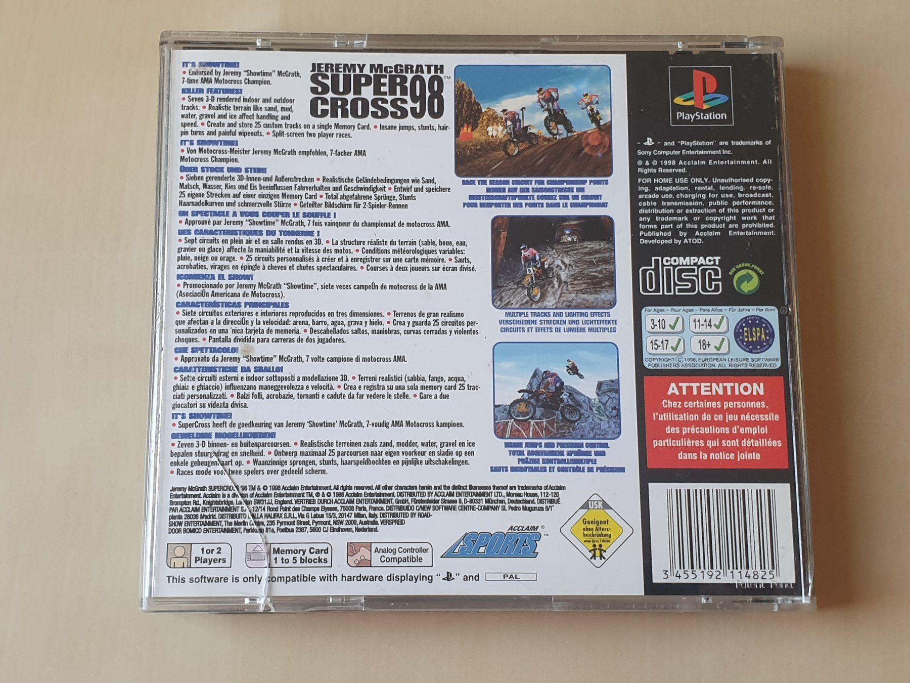 Sony Giochi: Jeremy McGarth Supercross 98 – Usato da Stansstad venduto da collectorsshop 1