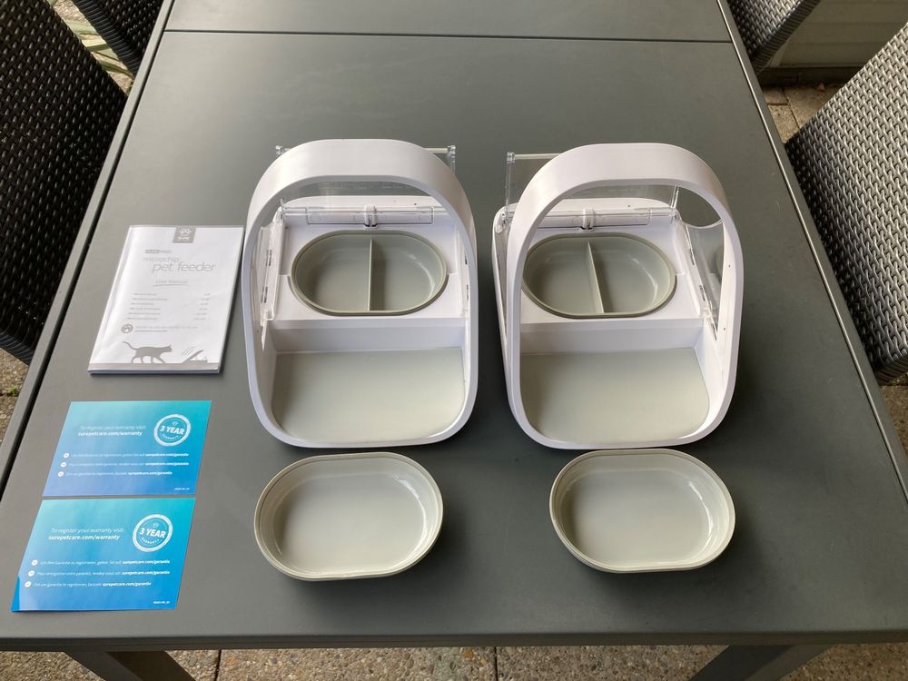 Feriva Edelstahlnäpfe Set Mit Matte - Für Mikrochip-Futterautomaten, SUS 304