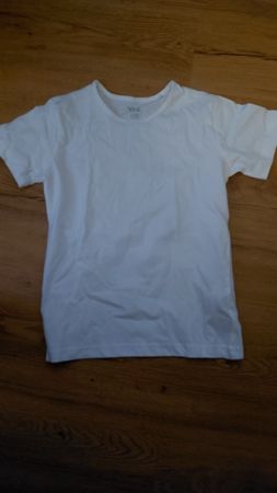 T-Shirt weiss Kurzarm Baumwolle Grösse 128