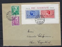 1937 Pro Juventute Block gestepelt 24.XII.37 Brief   15265