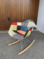 Schaukelstuhl Patchwork Design Stoffbezug guter Zustand