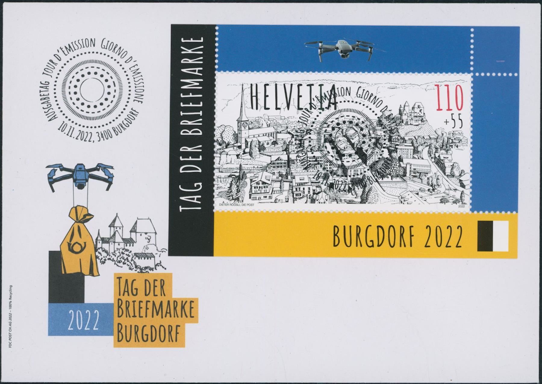 Tutti i francobolli: 2022 - Tag Briefmarke - FDC Voll - Abart – Usato da Schindellegi venduto da leecollect