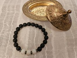 Herrenarmband mit  Lavaperlen Hämatitperlen(Nr5)