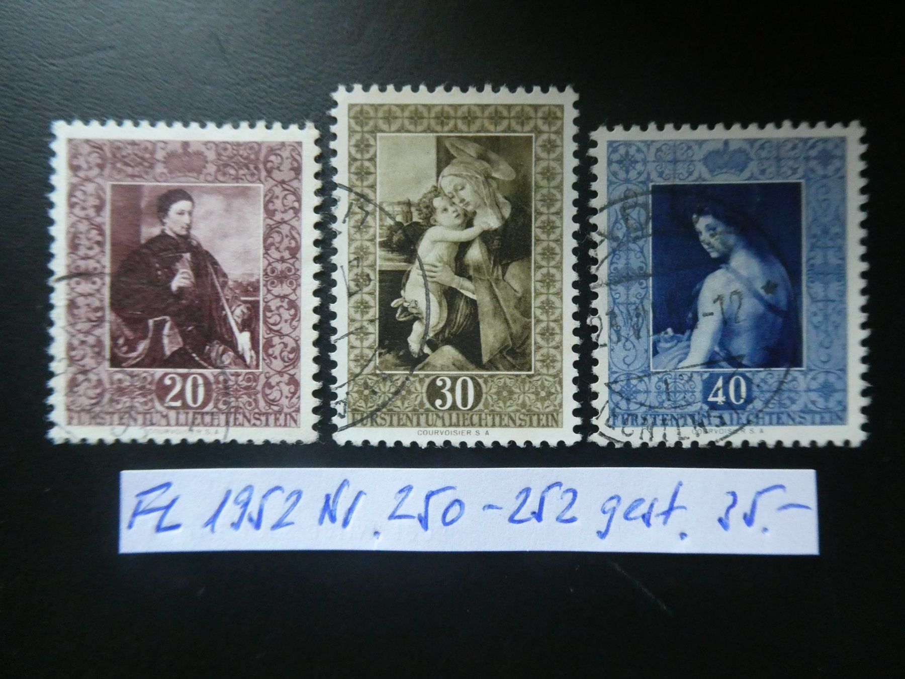 Tutti i francobolli: FL 1952 Nr. 250-252 gestempelt – Usato da Lausen venduto da Herbamare01