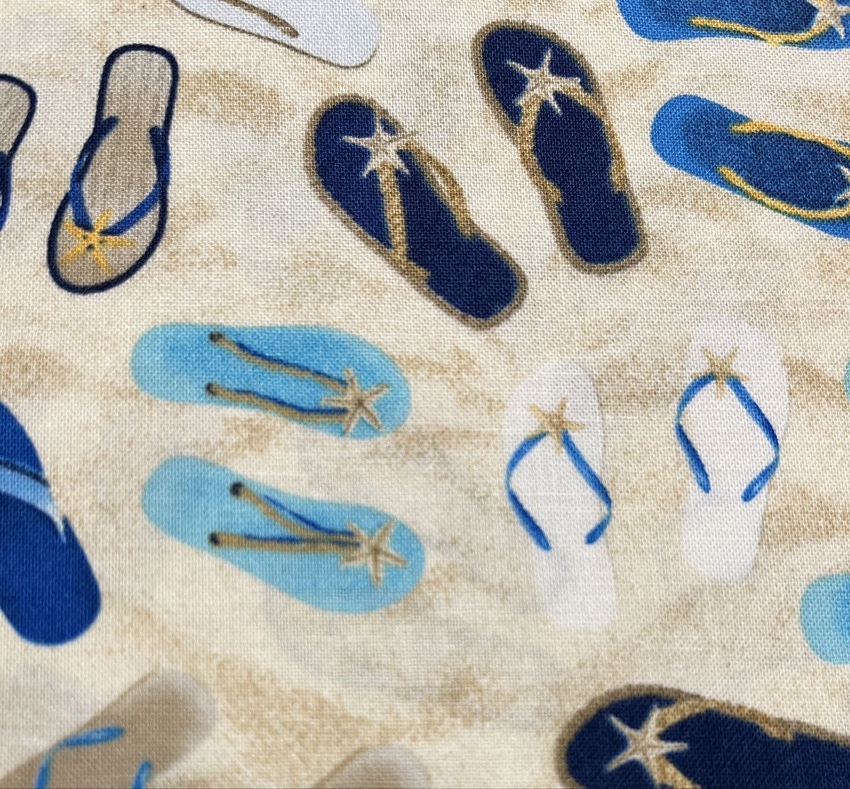 Stoffe: Patchworkstoffe 3er Set Flipflops-Sandstrand-Muscheln – Neu (gemäss Beschreibung) aus Seuzach von KreativmitStoff 6