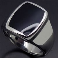 Edelstahl Herrenring mit schwarz emailliert  62, 63 neu