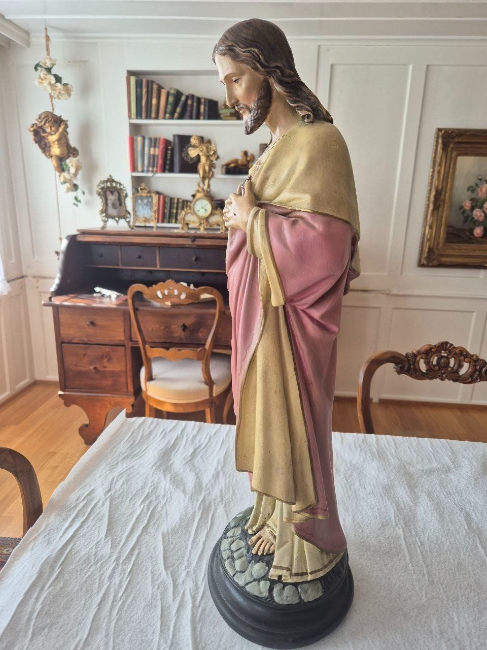 Statuette: Antike Jesusfigur ca 1910 - 1920 aus Gips – Usato da Speicher venduto da Ramtha1 4