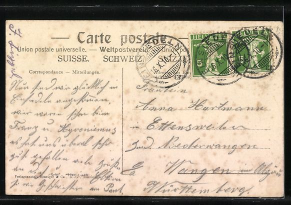 Cartoline postali: Passepartout-AK Einsiedeln, Kirche mit V – Usato da Berlin venduto da bartko-reher 1