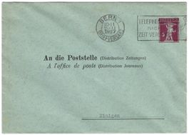 5 Rp. Tellknabe auf Privatganzsache von BERN nach EINIGEN