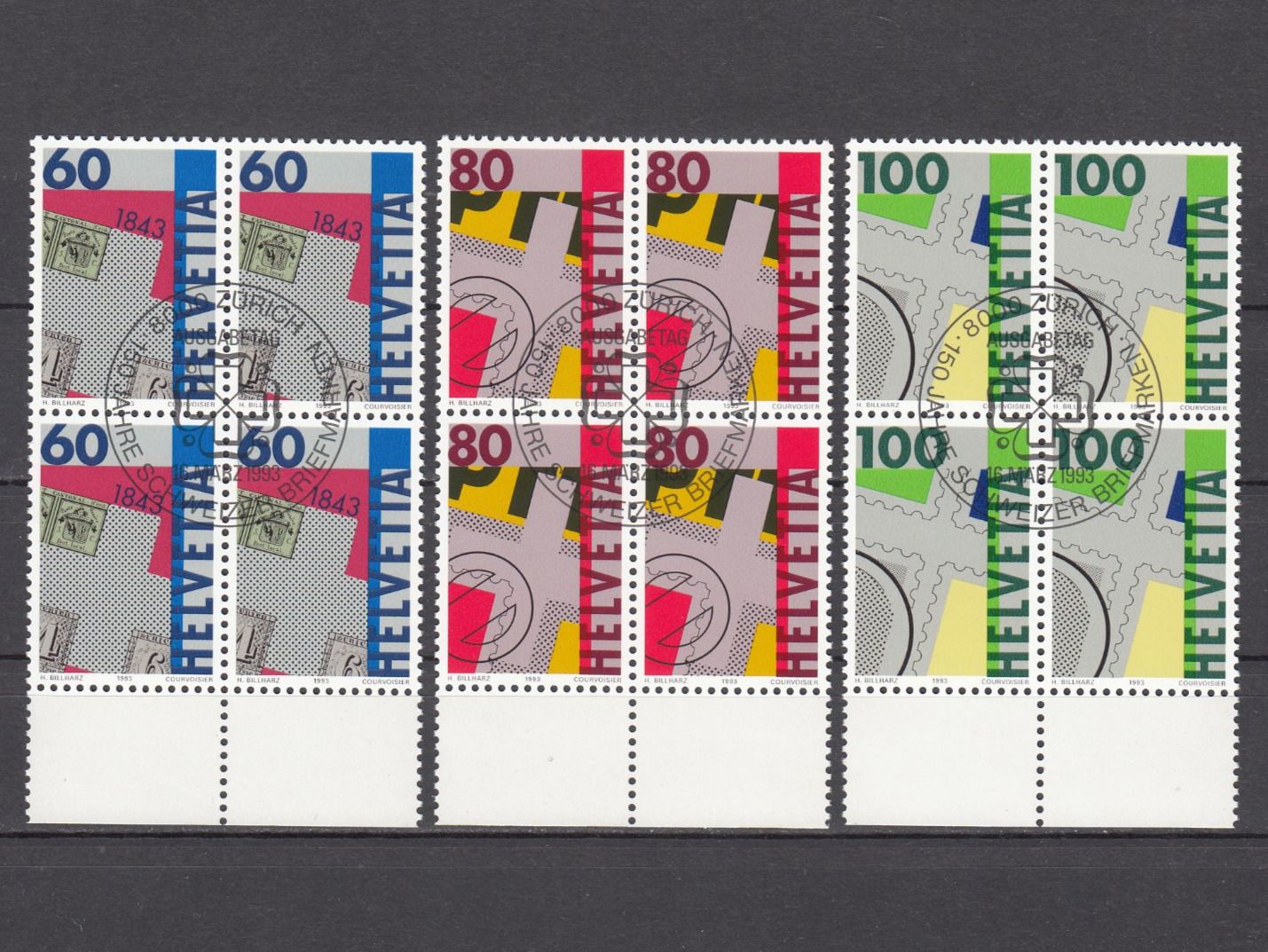 Alle Briefmarken: SBK 842 - 844 im 4er-Block mit ET – Gebraucht aus Bürglen TG von StampGraf