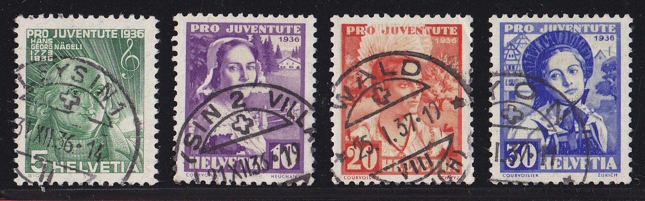 Tutti i francobolli: 1936 Pro Juventute Satz  saubere Stempel – Usato da Adliswil venduto da Aenti