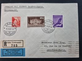1937 : R-Brief von Vaduz mit Erstflug Genève  - Paris