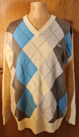 Pull Lacoste Authentique Argyle Pastel 100% Pure Laine 5 = L