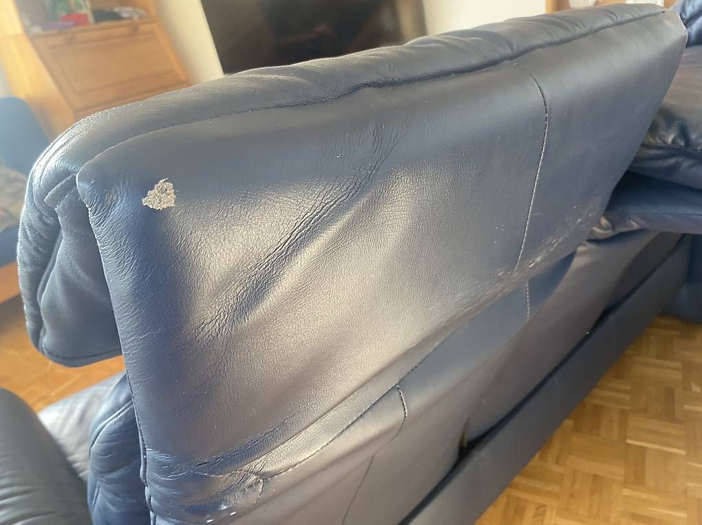 Sofas: Sofa Couch 3erSet EURI Collection Leder Dunkelblau – D'occasion à Gunten par elk_5hw6 4