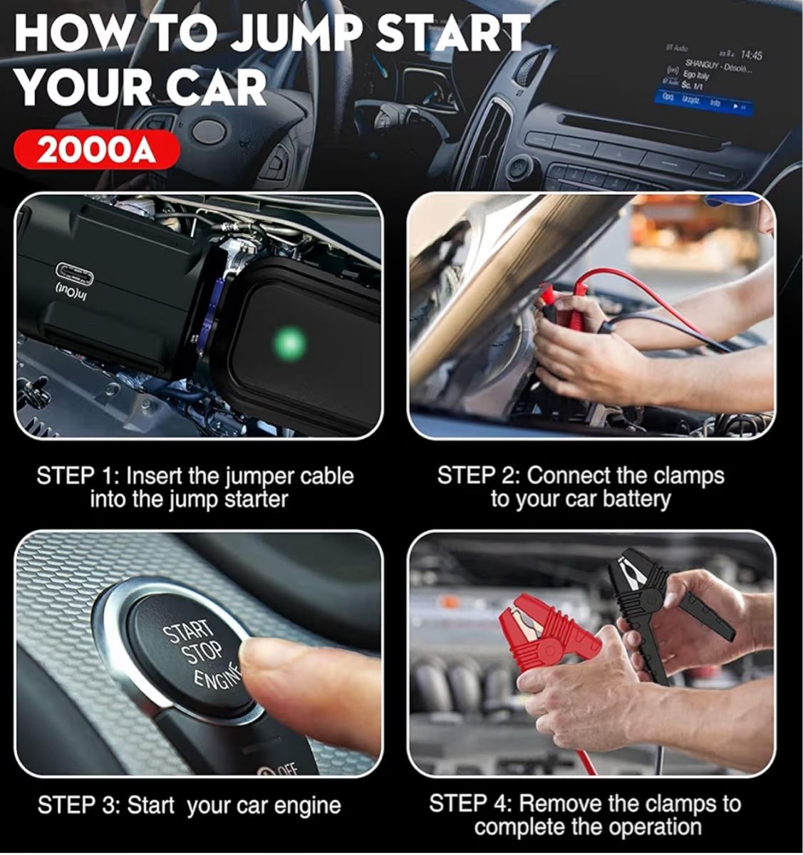 Caricabatterie: NEXPOW Starthilfe Powerbank 2000A Spitzenstrom Auto LED USB – Nuovo e nell'imballaggio originale da Volketswil venduto da mer_zrx9 4