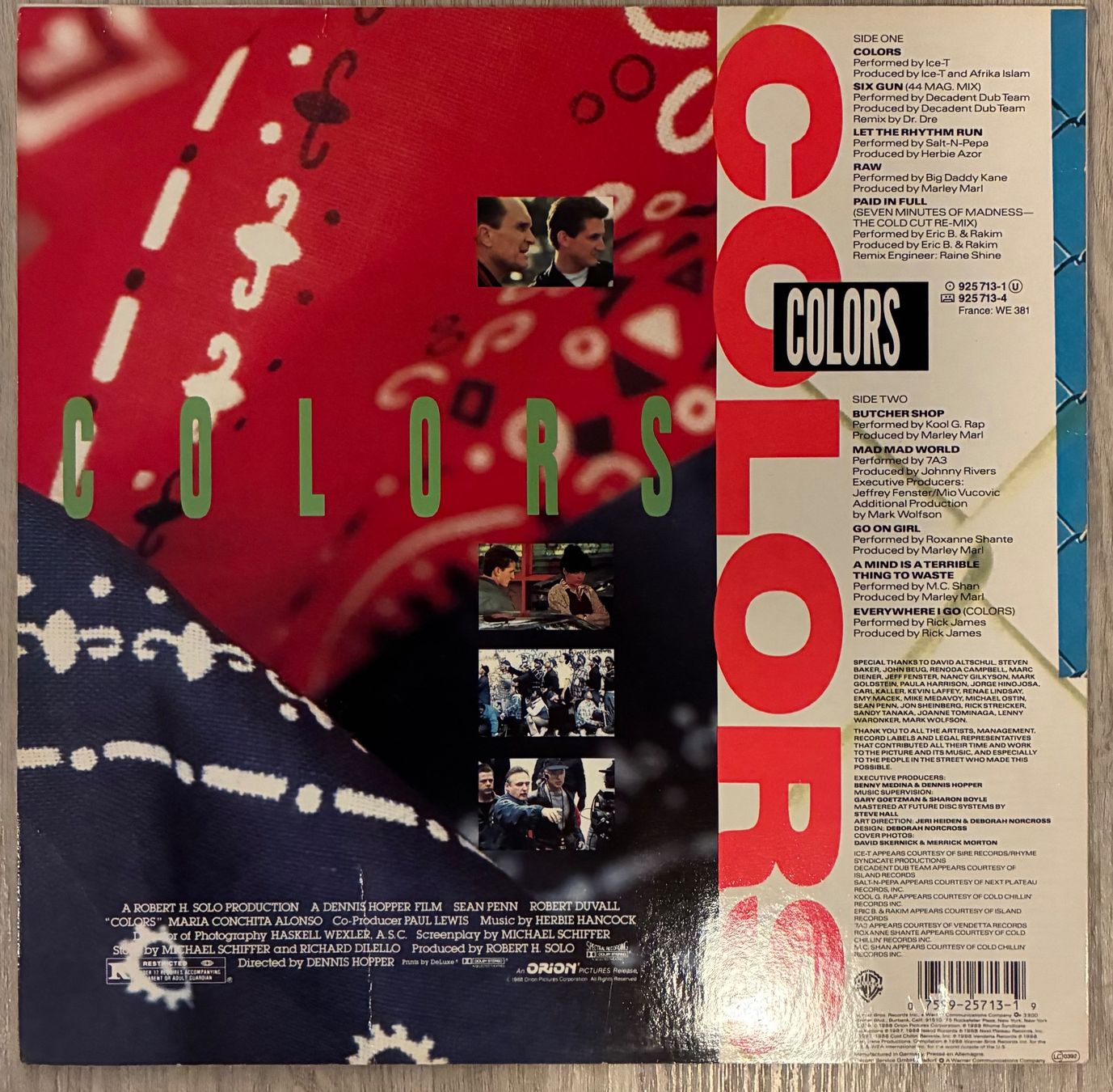 Schallplatten: COLORS  - Original Soundtrack  Lp 1988 – Gebraucht aus Mühlethal von superfast78 1