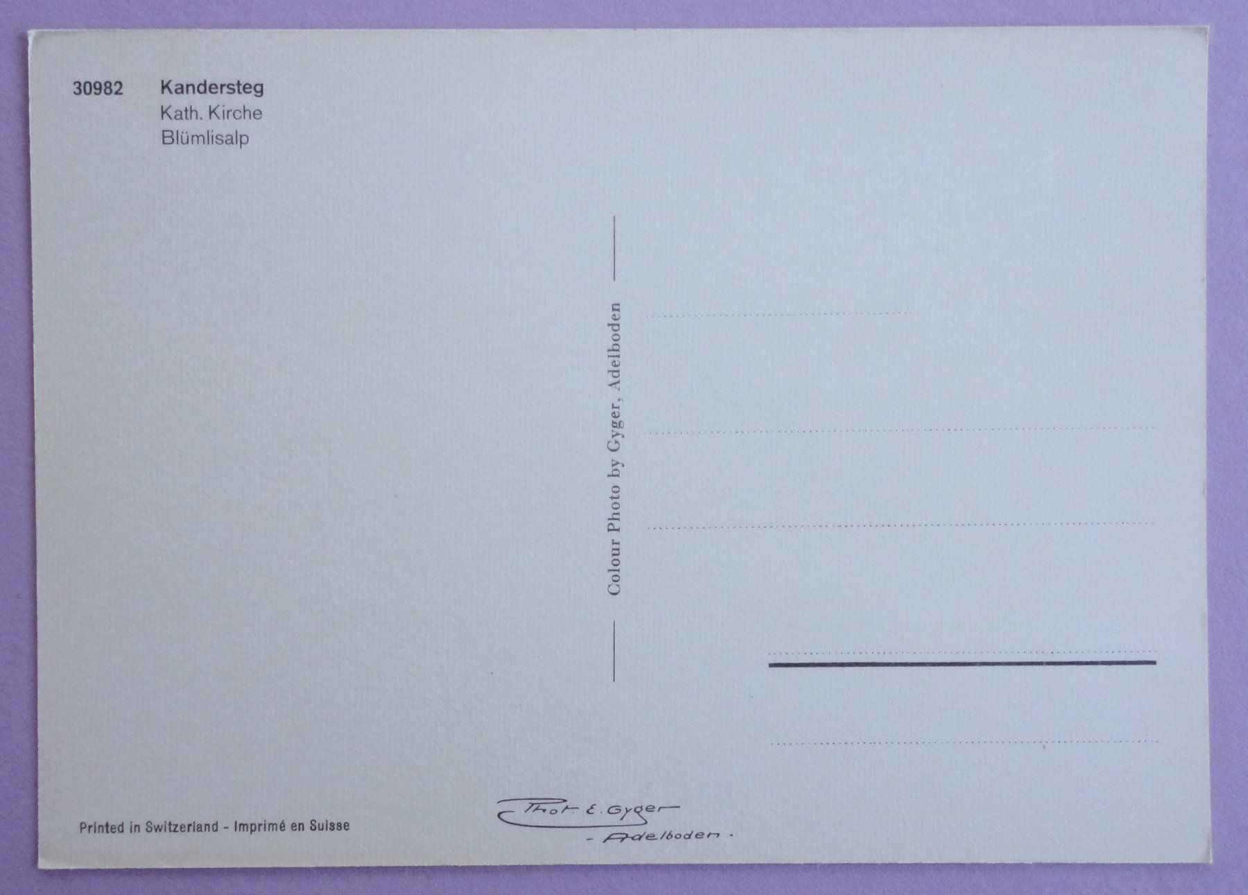 Cartoline postali: Kandersteg, Kath. Kirche, Blümlisalp – Usato da Fétigny venduto da Billy2miny 1