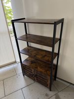Metal and dark wood shelf