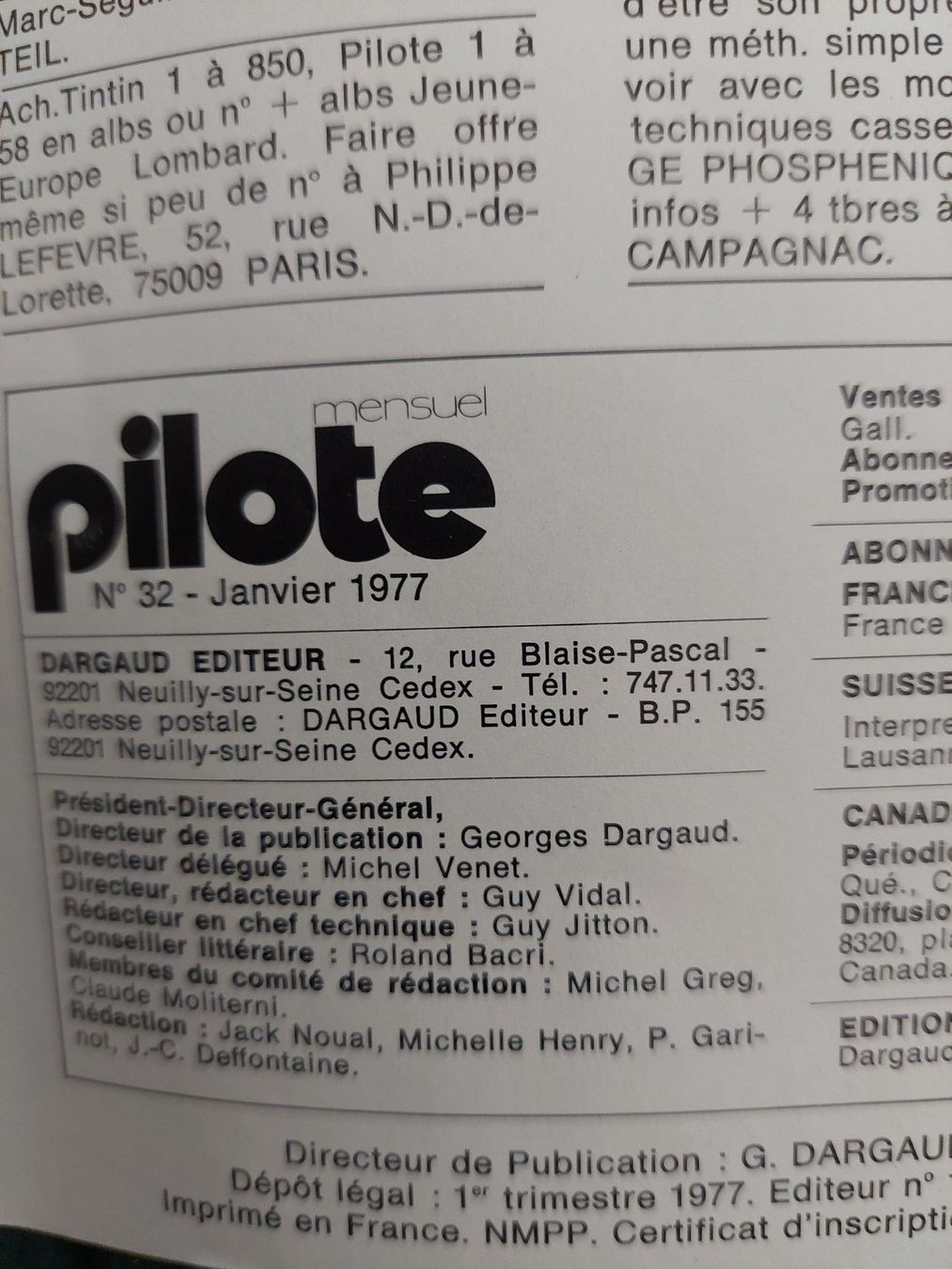 Comics: Journal Pilote No32 janvier 1977 BE – Gebraucht aus Genève von Blu_BD 1