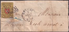 1851, Rayonbrief von GENEVE +GITTERRAUTE: T.26 B1-RU, 1200.-