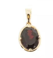 Anhänger mit echten Granat 585 Gold 14 Karat oval