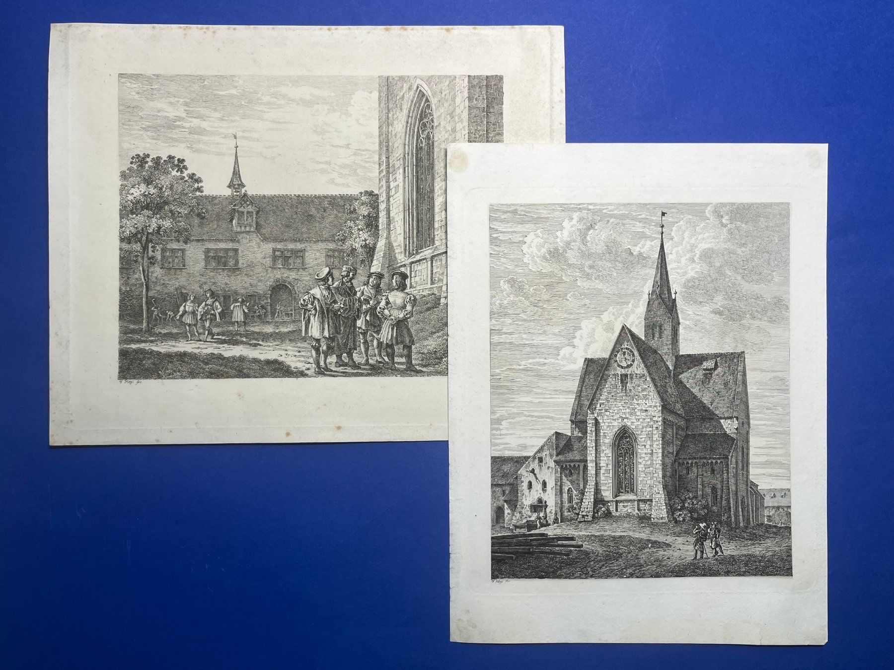 Incisioni: CAPPEL - Kappel a.A. - 2 Originalstiche - F. Hegi – Usato da Fällanden venduto da huk46