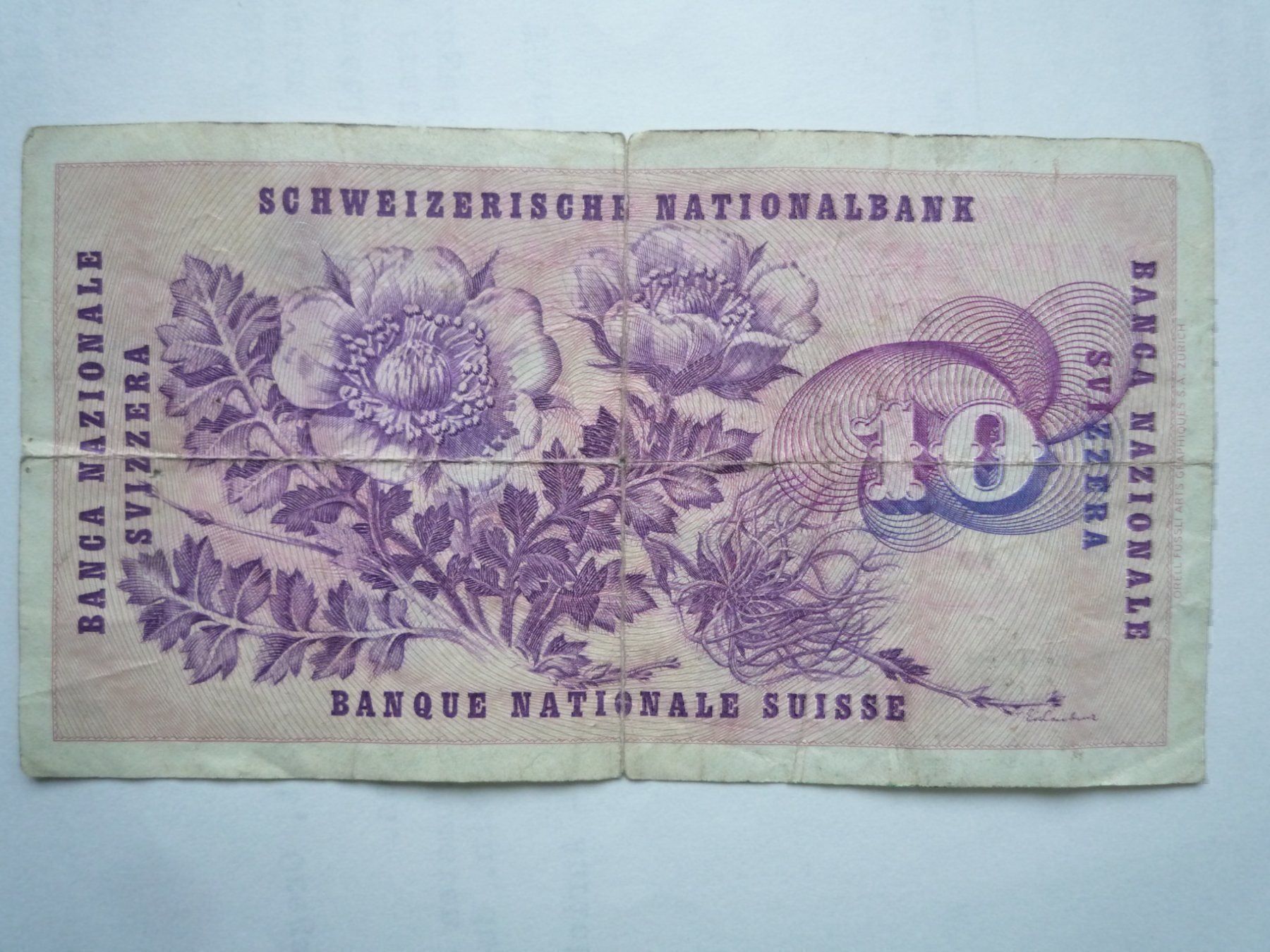 Banconote: 10 Franken Note, 7. März 1973 – Usato da Rafz venduto da Sonnenblume305