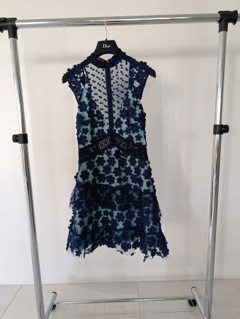 Self-Portrait  Minikleid, blau mit Blumenmuster, Grösse XS