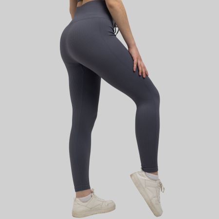 Sport Leggings Damen Seamless Yoga Grau M Blickdicht YAKWARY