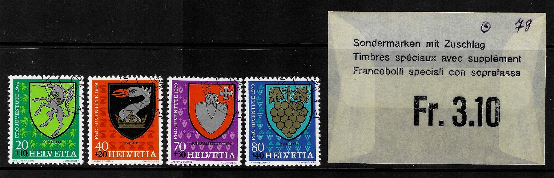 Alle Briefmarken: 1979 Serie Pro Patria mit Ersttagsstempel – Gebraucht aus Eggersriet von glasshouse3egg