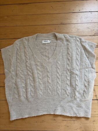 ONLY Strickweste beige Zopfmuster Grösse XS Zustand gut