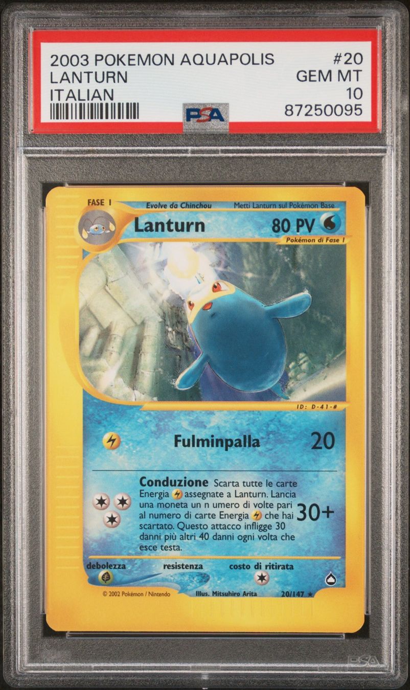 PSA 10 Lanturn Aquapolis #20/147 Pokémon Italian (Neu (gemäss ...