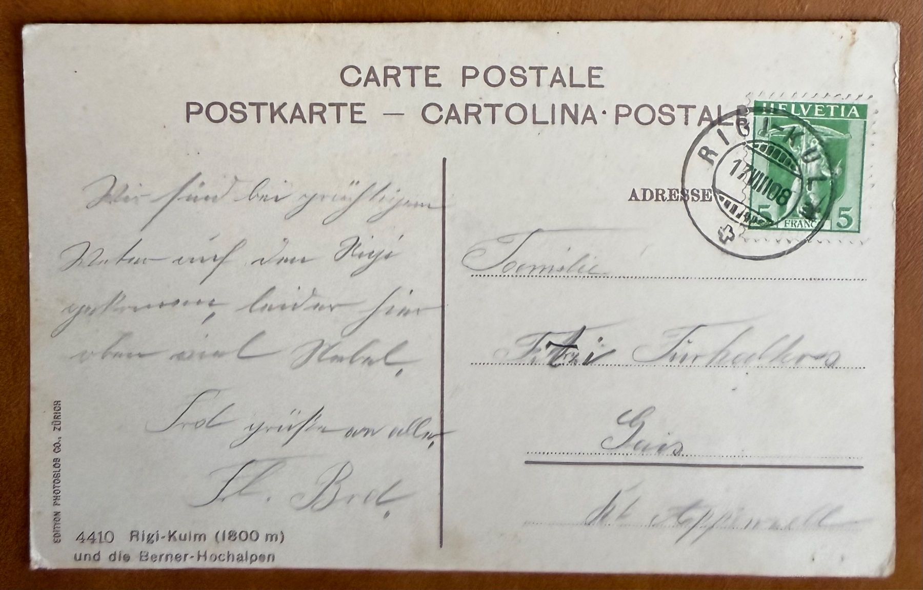 Cartes postales: Rigi - Kulm - Animation 1908 – D'occasion à Lutry par Ediego 1