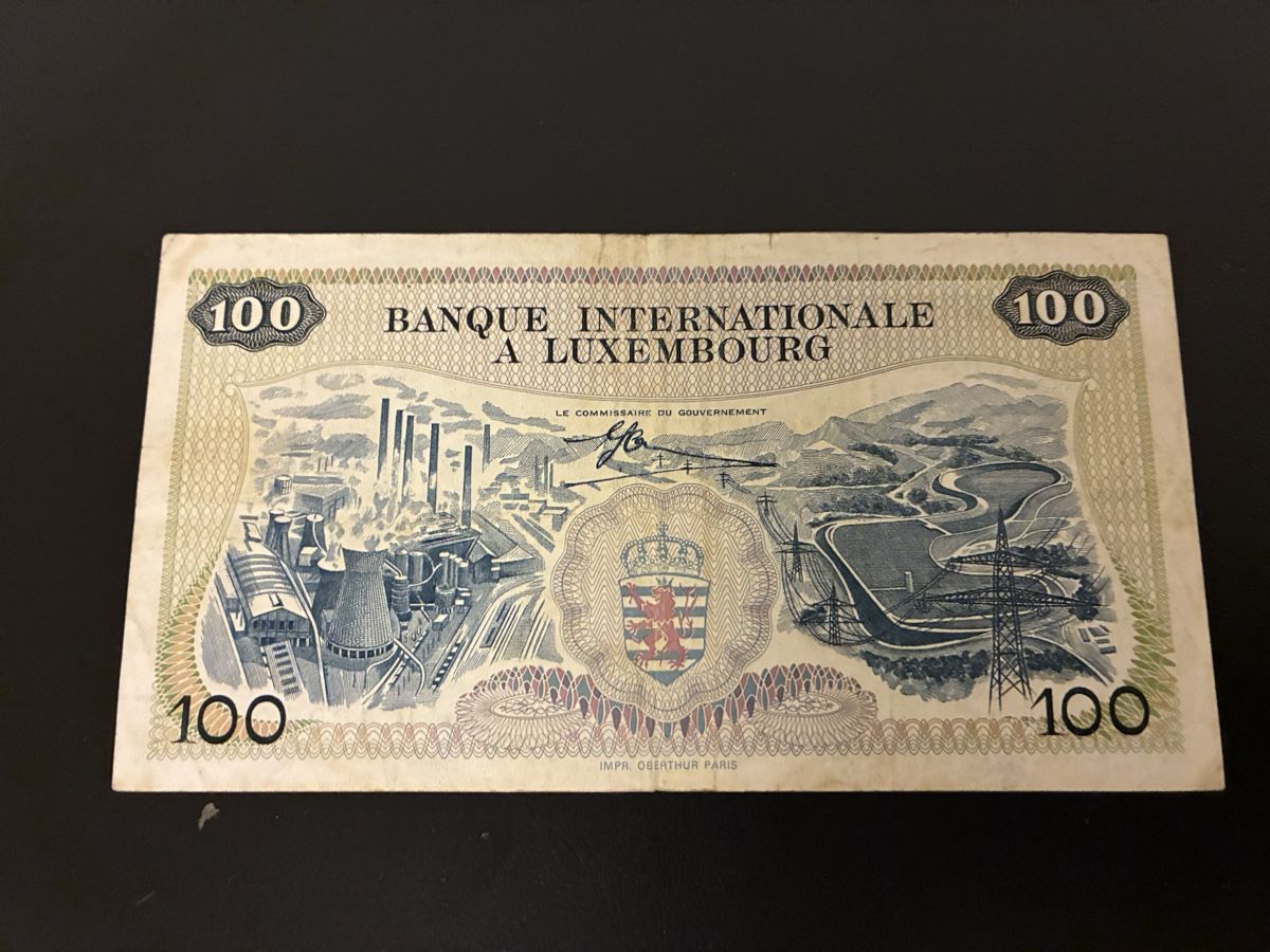Banknoten: LUXEMBOURG 100 FRANCS 1968 – Gebraucht aus Dällikon von Woldbanknoten 2