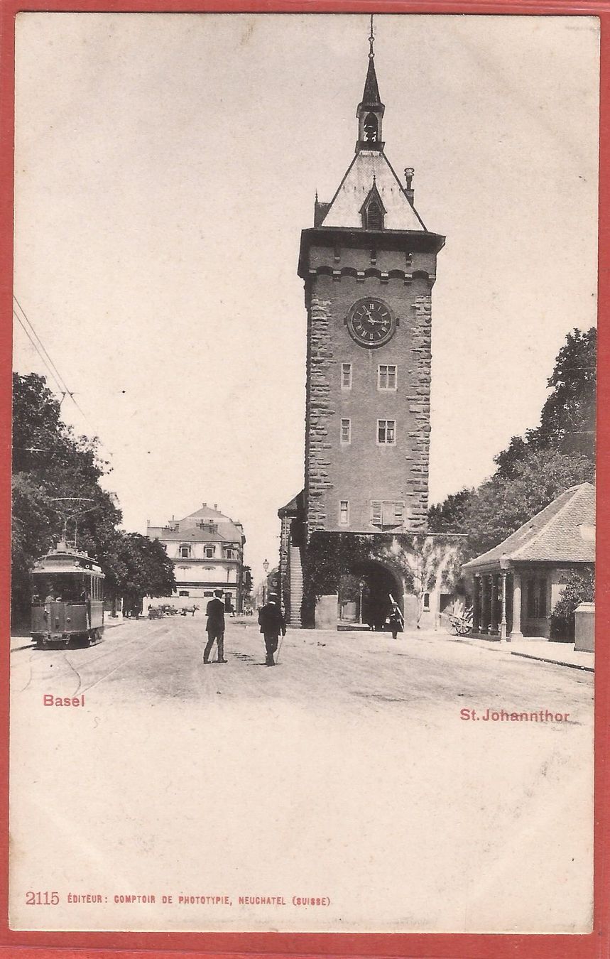 Cartoline postali: Basel - Tram beim St. Johannthor - ca. 1905 – Usato da Fislisbach venduto da Porano