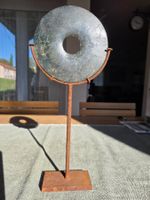 Jade Disc / Scheibe geschliffen mit Ständer, Deko Objekt