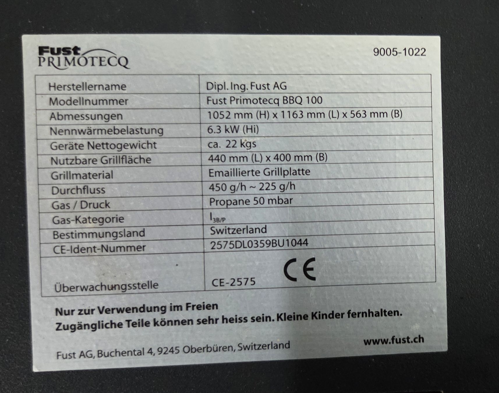 Grils: Fust Primotecq BBQ 100 Gasgrill – D'occasion à Oberhasli par General-Dealer 8