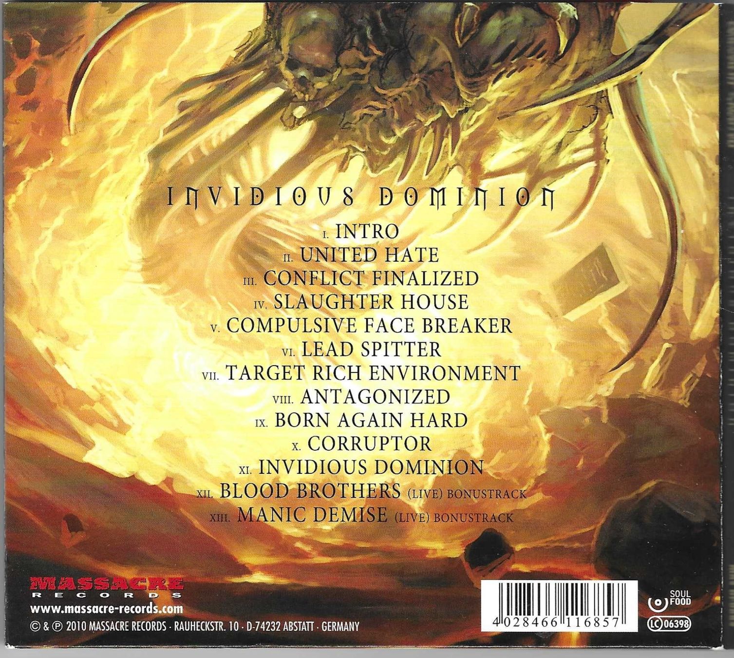 CD: MALEVOLENT CREATION  -  INVIDIOUS DOMINION – Usato da Bex venduto da Giorgiob 1