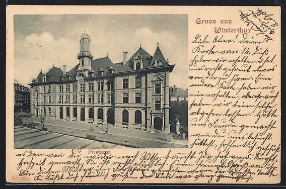 Cartes postales: Winterthur, Postamt mit Strassenpartie – D'occasion à Berlin par bartko-reher