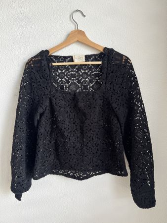 Sezane black embroided blouse- S 36- excellent condition 