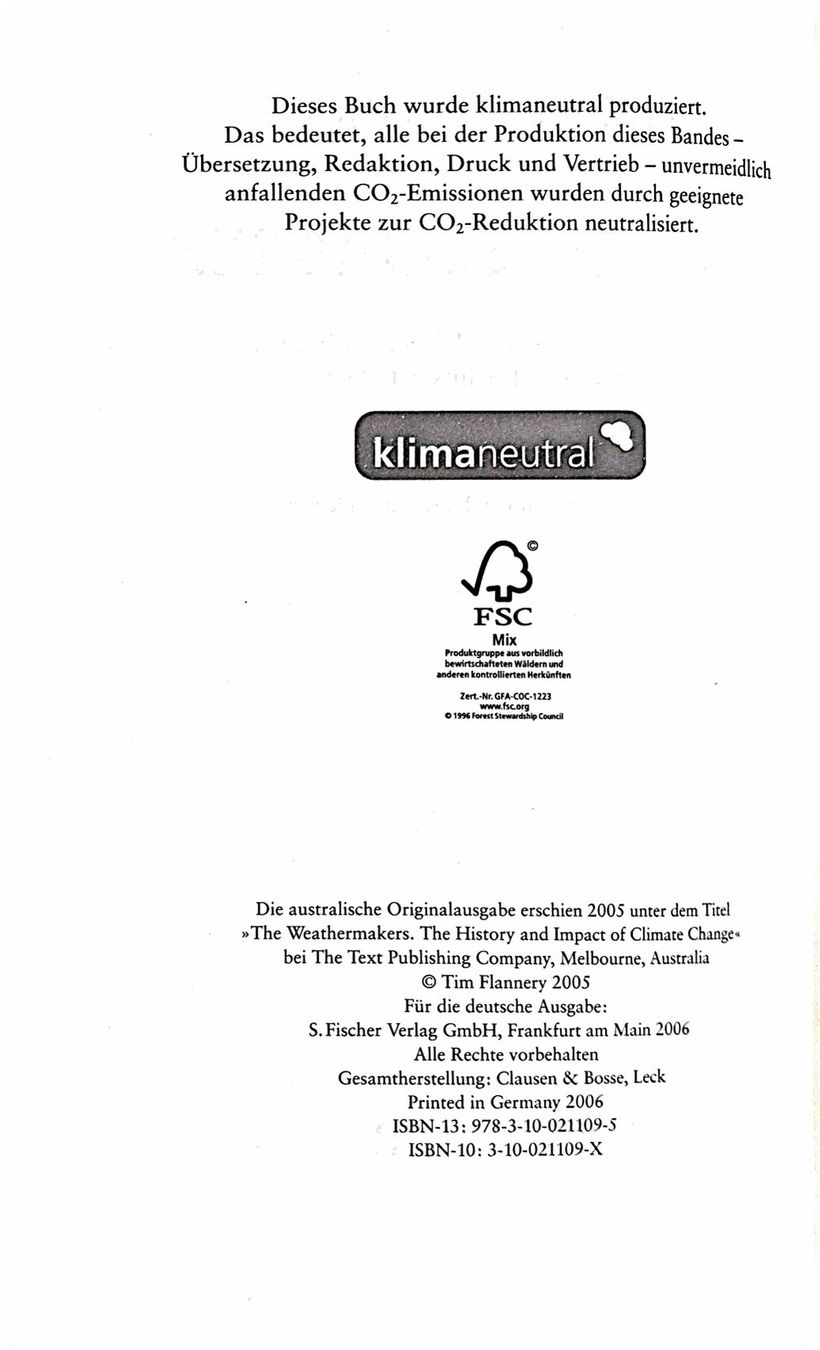 Libri: Tim Flannery, Wir Wettermacher – Usato da Sarnen venduto da Livres 3