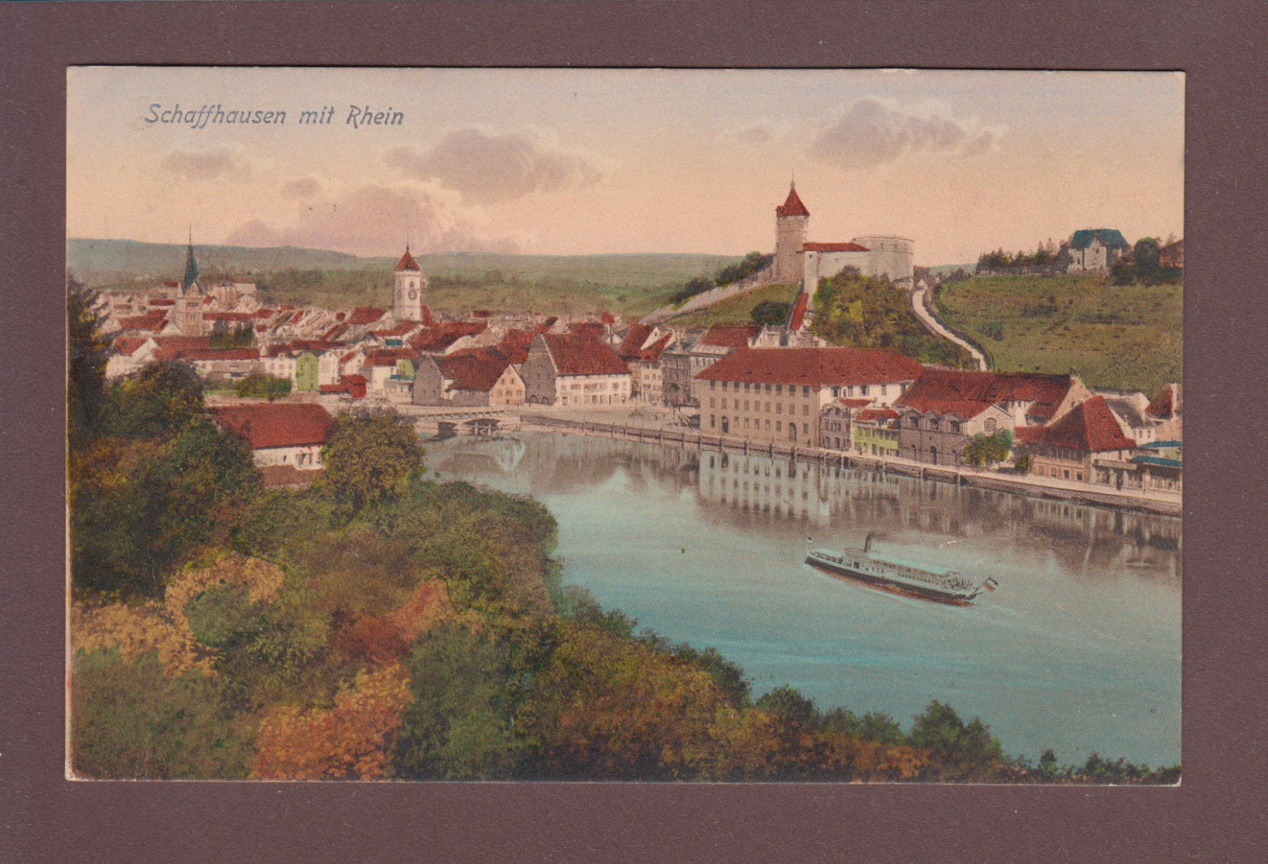 Cartoline postali: SCHAFFHAUSEN - Rhein - Munot - 1913 – Usato da Pully venduto da nicecards