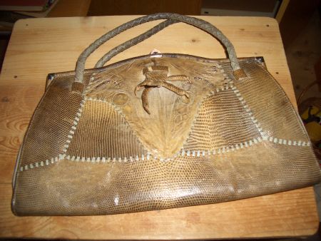 Damen Handtasche Echsenleder Vintage guter Zustand